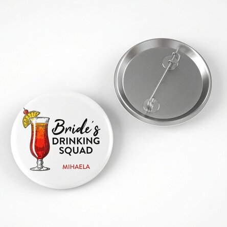 Personalisiertes Button mit Text für den Junggesellinnenabschied