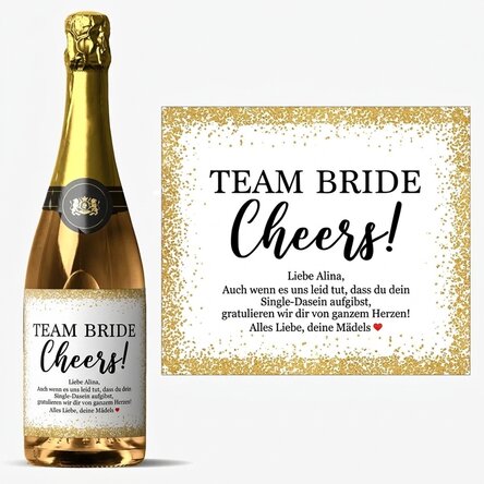 Personalisierter Sekt mit Aufdruck für den Junggesellinnenabschied – Cheers