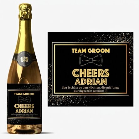Personalisierter Sekt mit Text für den Junggesellenabschied – Cheers