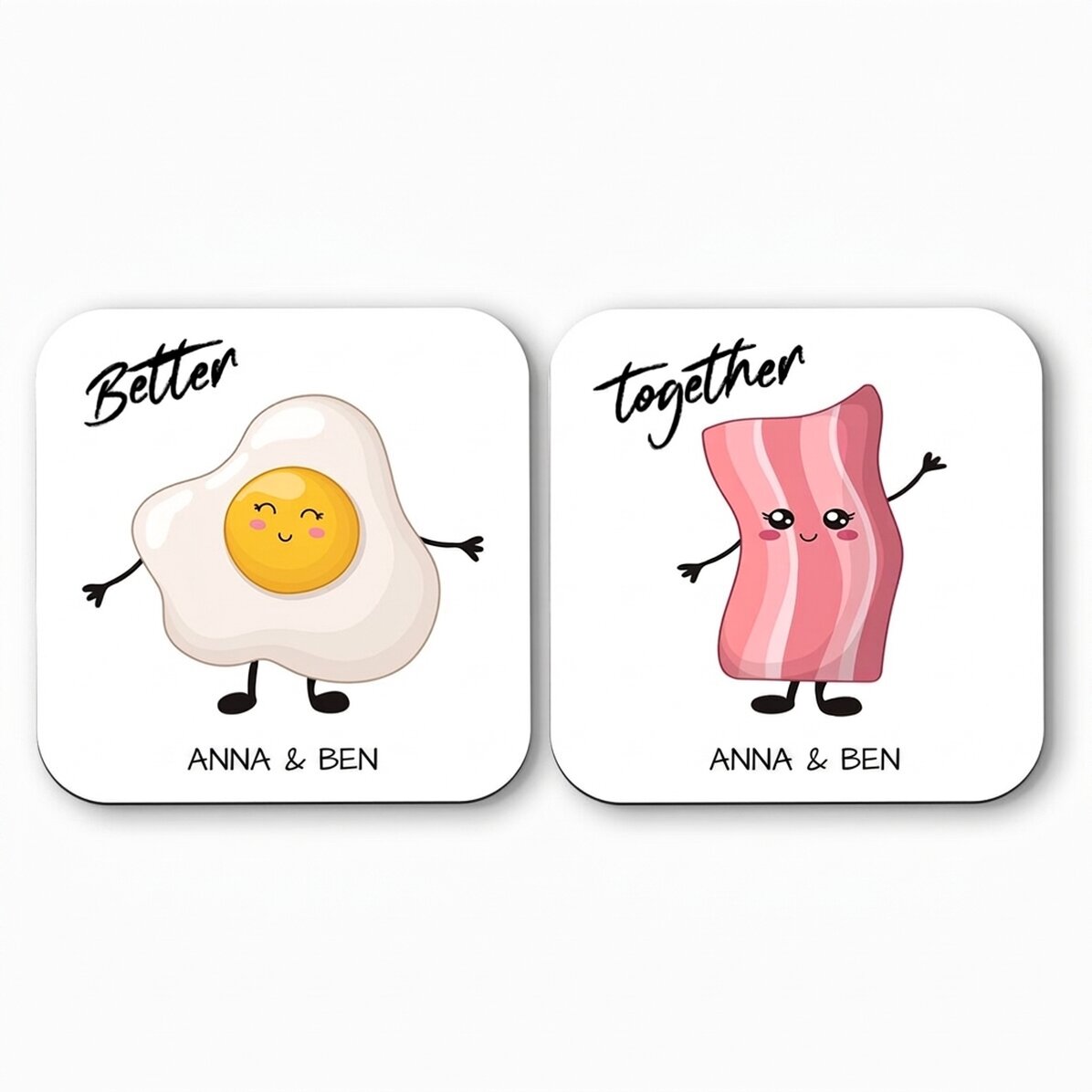 Set mit 2 personalisierten Untersetzern mit Text – Better Together