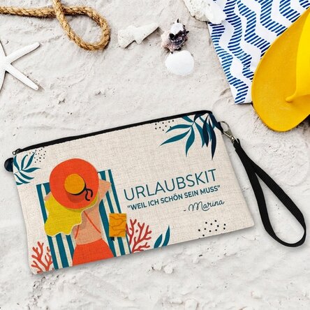 Individuell gestaltetes Make-up-Set mit Schriftzug – Urlaubs-Set
