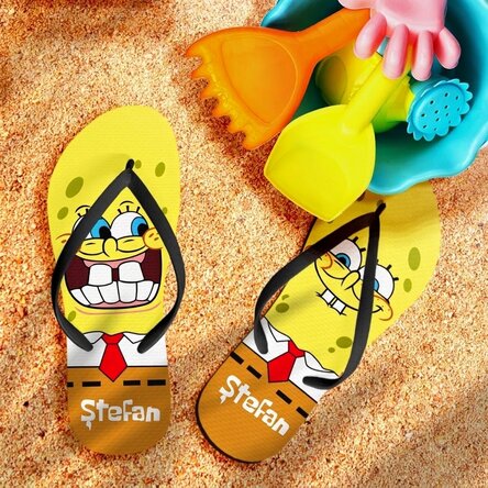 Personalisierte Flip-Flops mit Namen für Kinder – „Buretele Pantaloni Patrati“