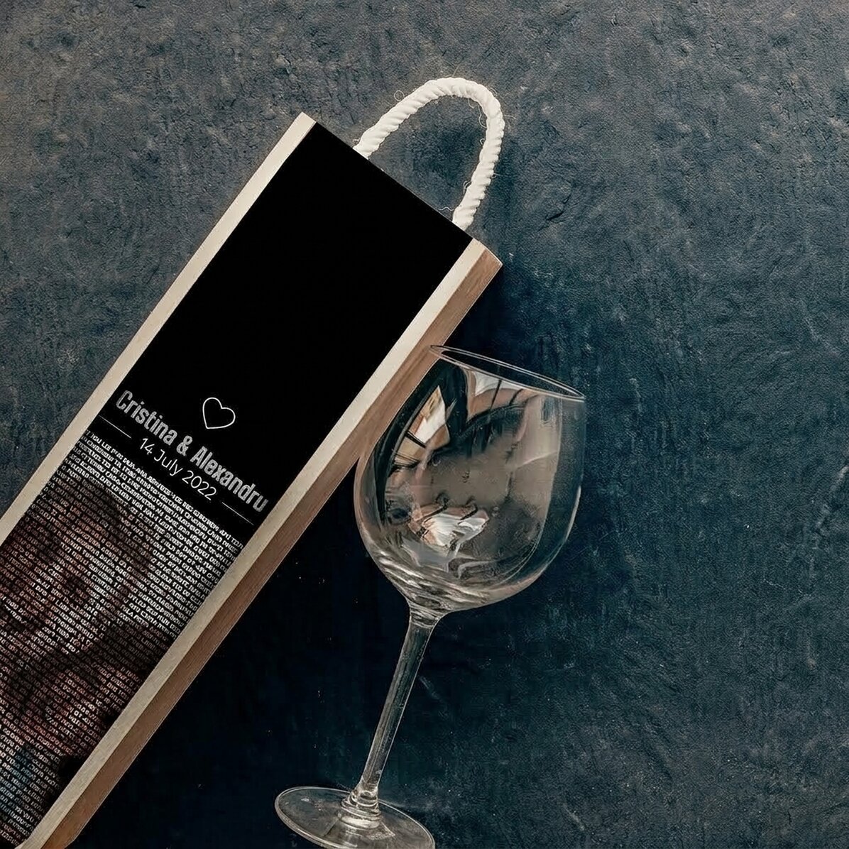 Personalisierte Weinkiste mit Foto und Text – Ich liebe dich in 100 Sprachen