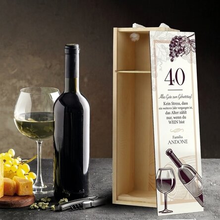 Personalisierte Weinkiste mit Text zum Geburtstag – Cheers