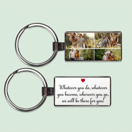 Personalisierter Schlüsselanhänger mit 4 Fotos und Text