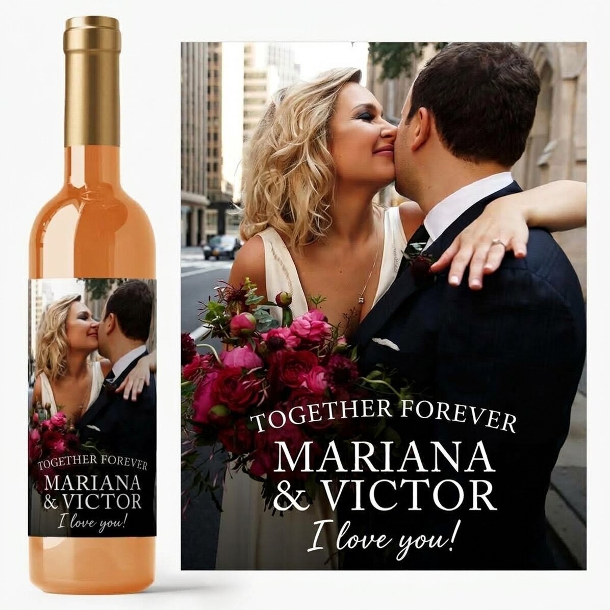 Personalisierter Wein mit Text und Foto – Kostbare Momente