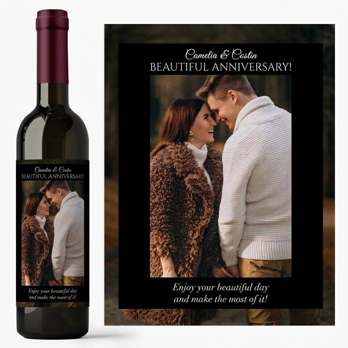Personalisierter Wein mit Text und Foto für Geburtstage