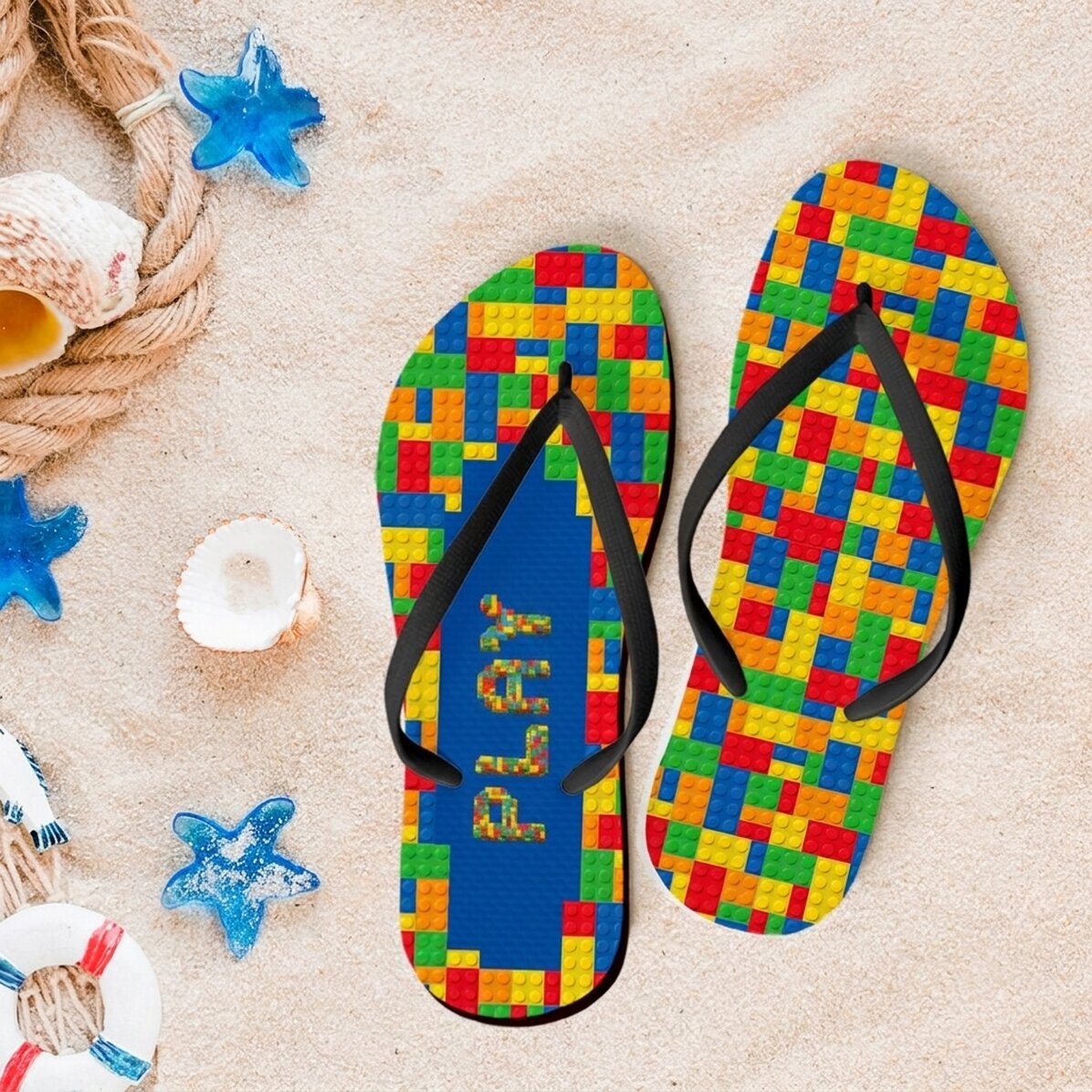 Personalisierte Flip-Flops mit Namen – Lego