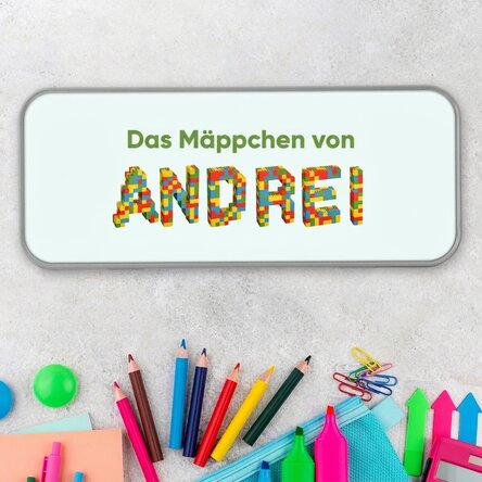Personalisiertes Federmäppchen mit Text – Lego