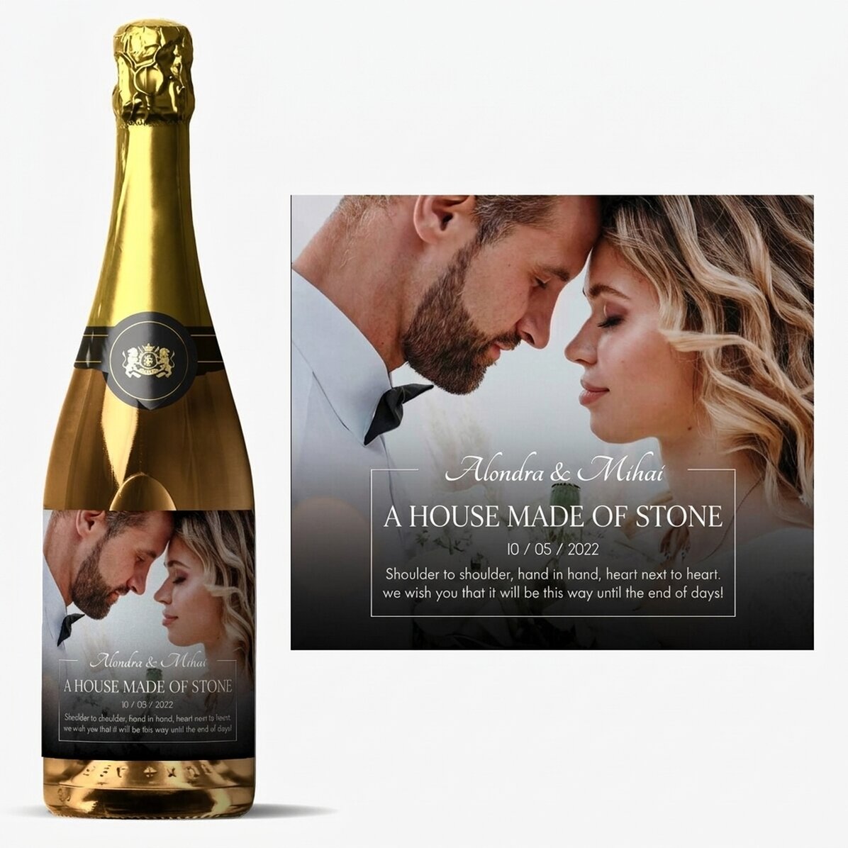 Personalisierter Sekt mit Botschaft und Foto – Neu