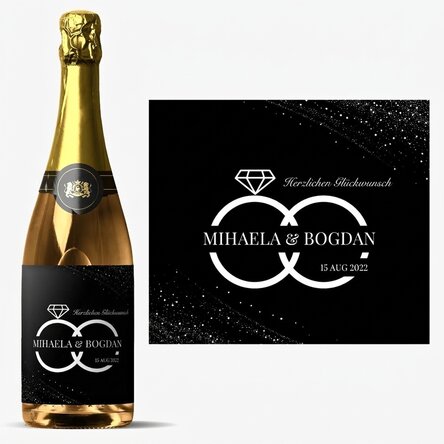 Personalisierter Sekt mit Namen und Text zur Hochzeit