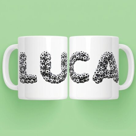 Personalisierte Tasse mit Namen – Fußball