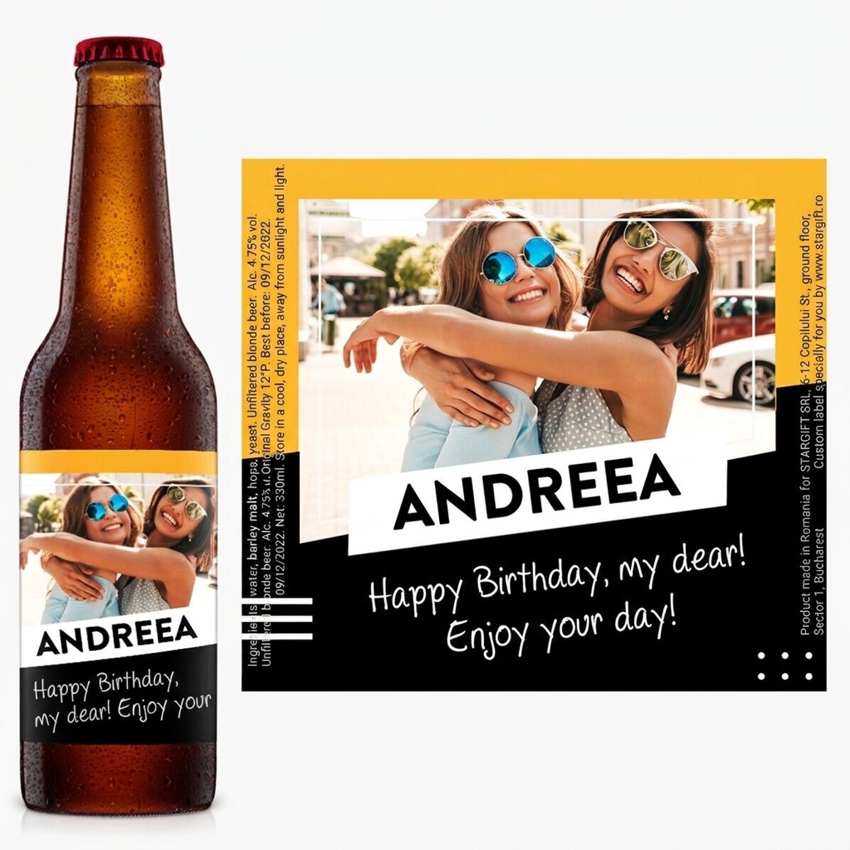 Individuell gestaltetes Bier mit Foto und Text – Cheers