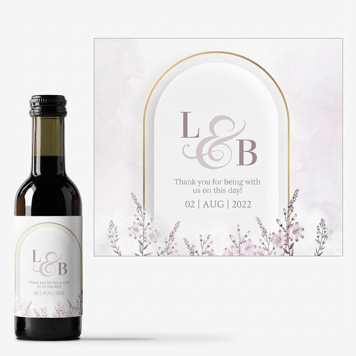 Personalisierte Mini-Weinflasche mit Text – Hochzeitsgeschenk