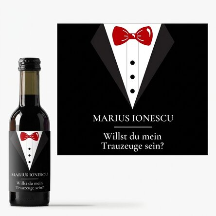 Personalisierte Mini-Weinflasche mit Text – Trauzeuge