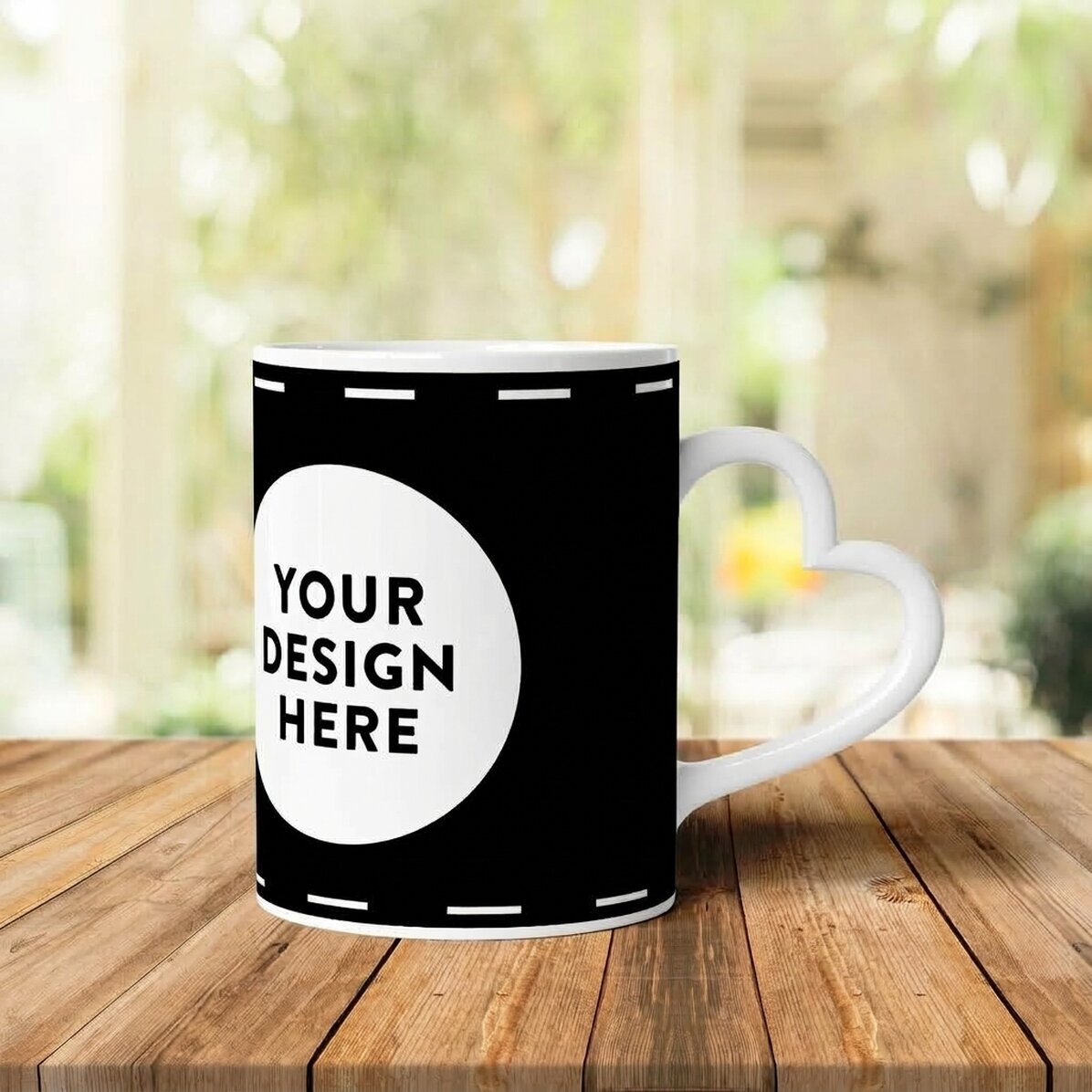 Personalisierte Tasse mit deinem Bild im Querformat – Modell mit herzförmigem Henkel