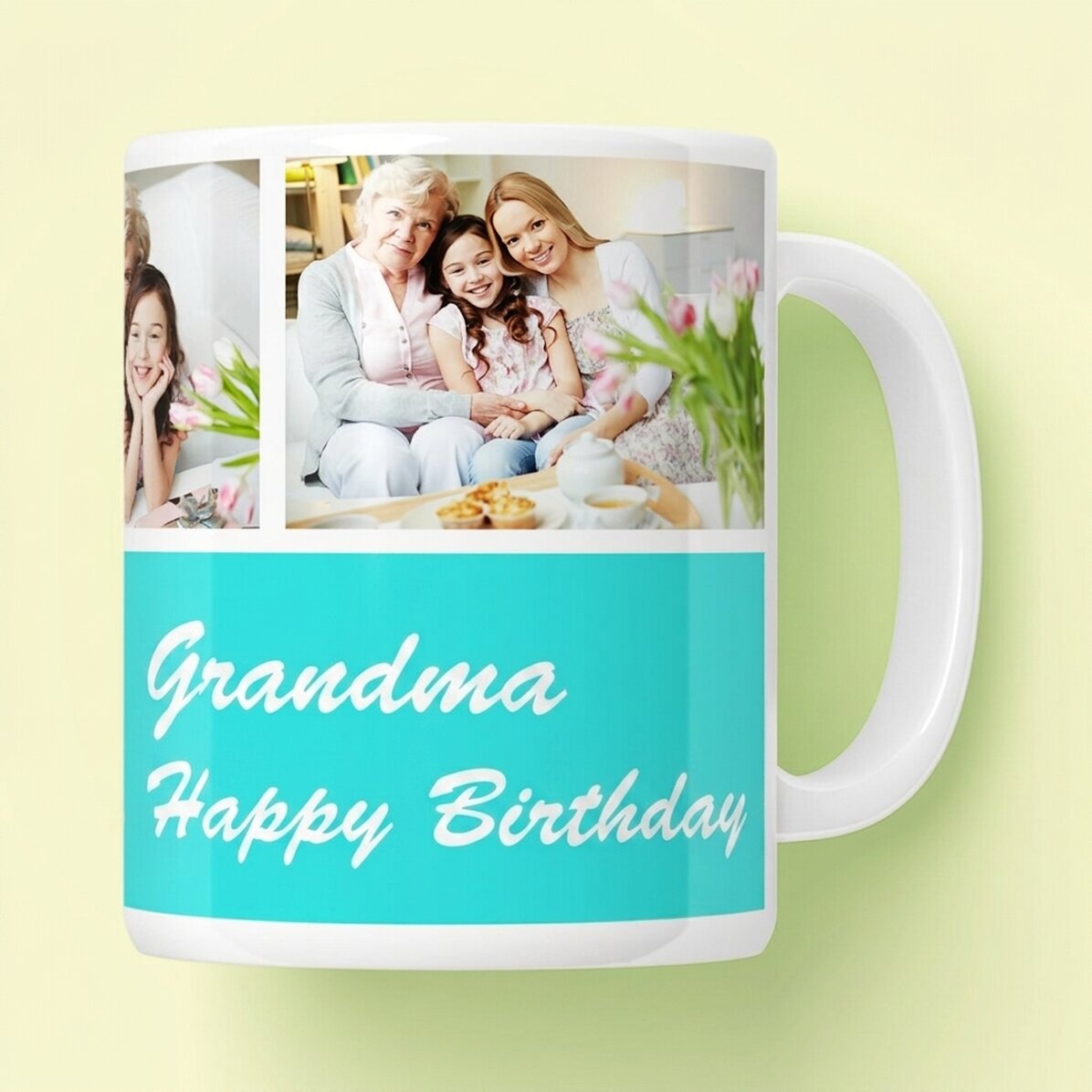 Personalisierte Tasse mit 3 Fotos und einer Botschaft