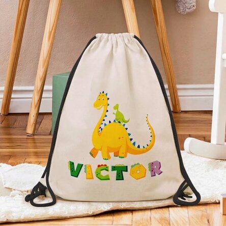 Rucksack mit Namensaufdruck – Dino