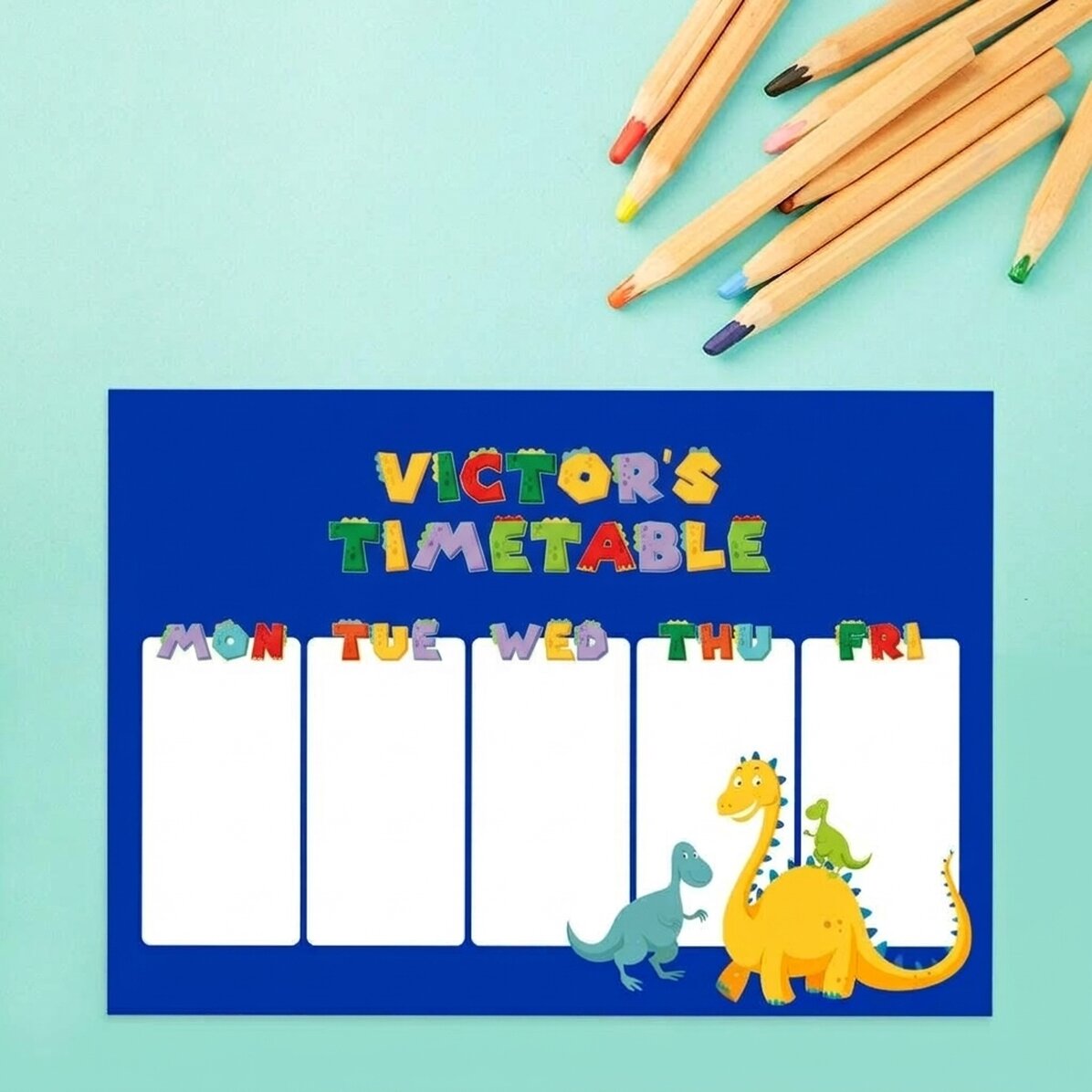 Individuell gestalteter Stundenplan mit Text – Dino