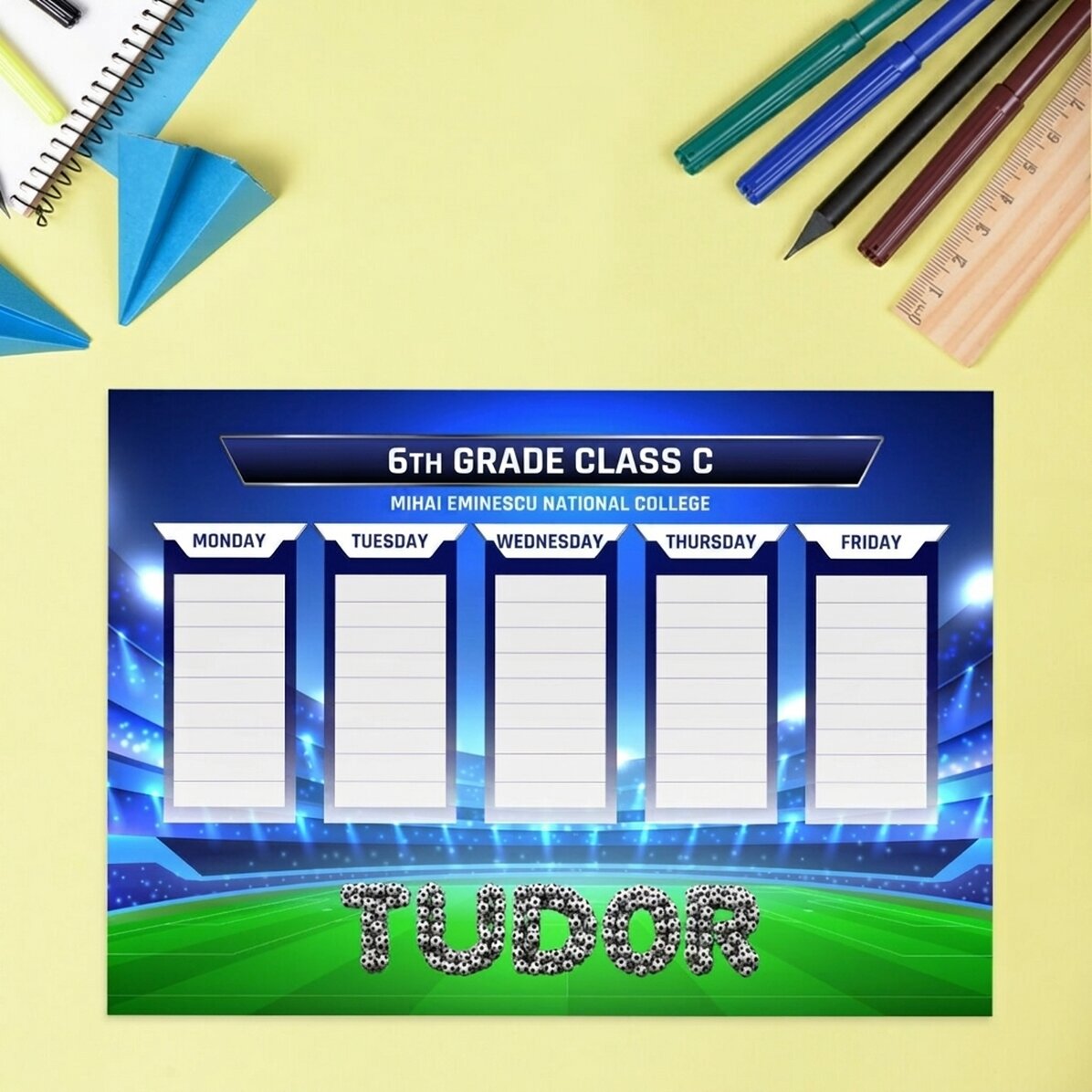 Individueller Spielplan mit Text – Fußball
