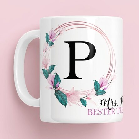 Personalisierte Tasse mit Initiale und Namen für Lehrer
