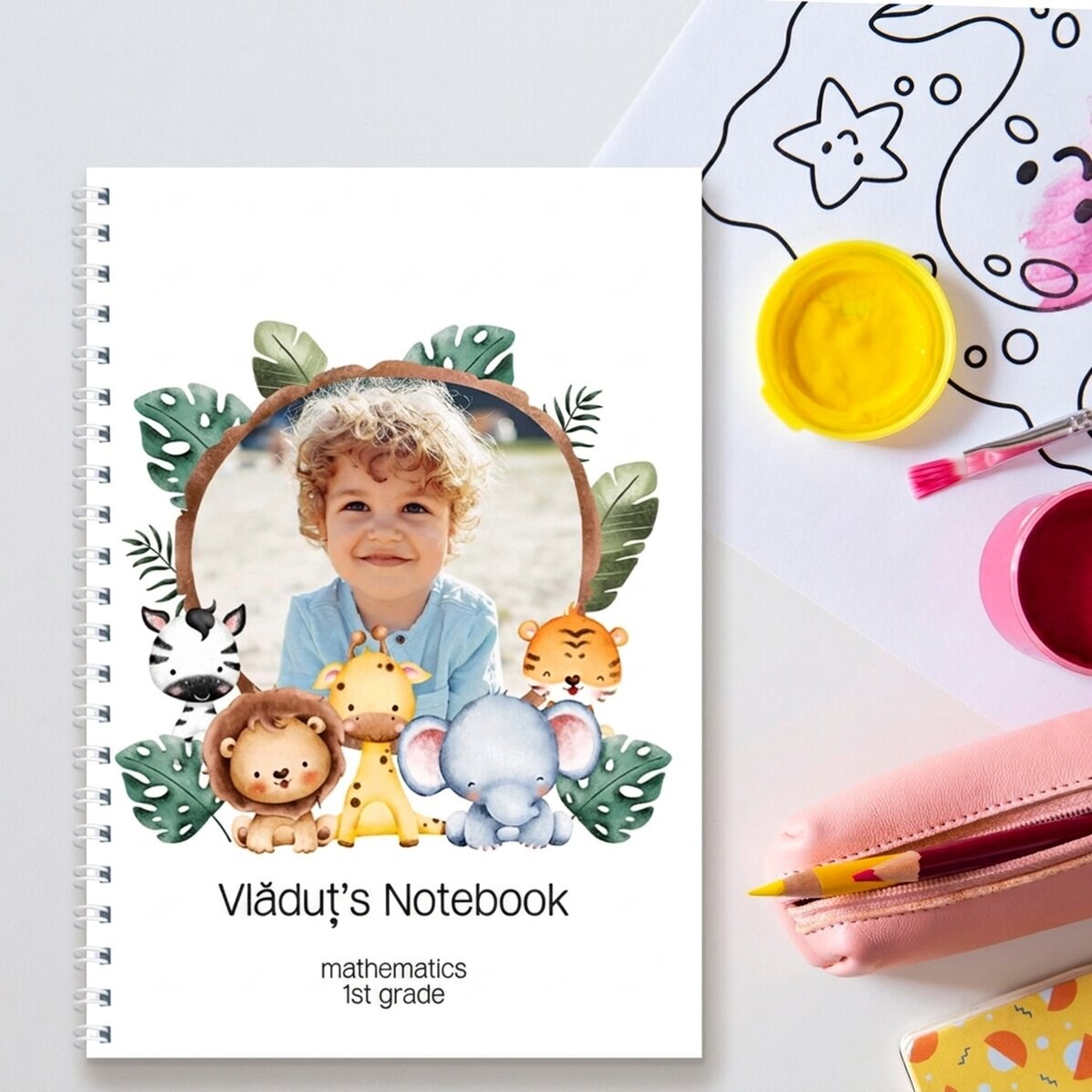 Personalisiertes Notizbuch mit Foto und Text – Tierchen
