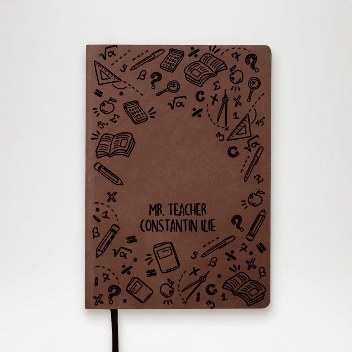 Personalisierter Leder-Terminkalender mit Namensaufdruck für Lehrer