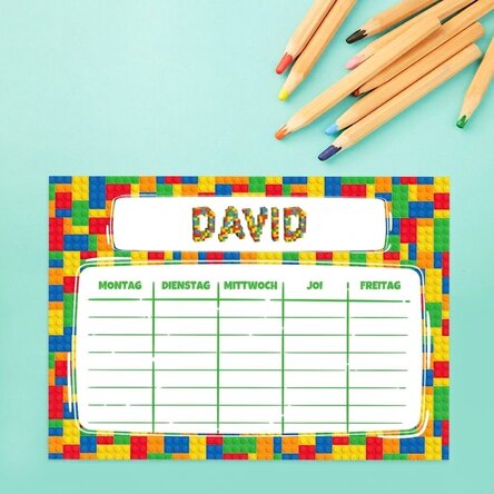 Individuell gestalteter Stundenplan mit Text – Lego