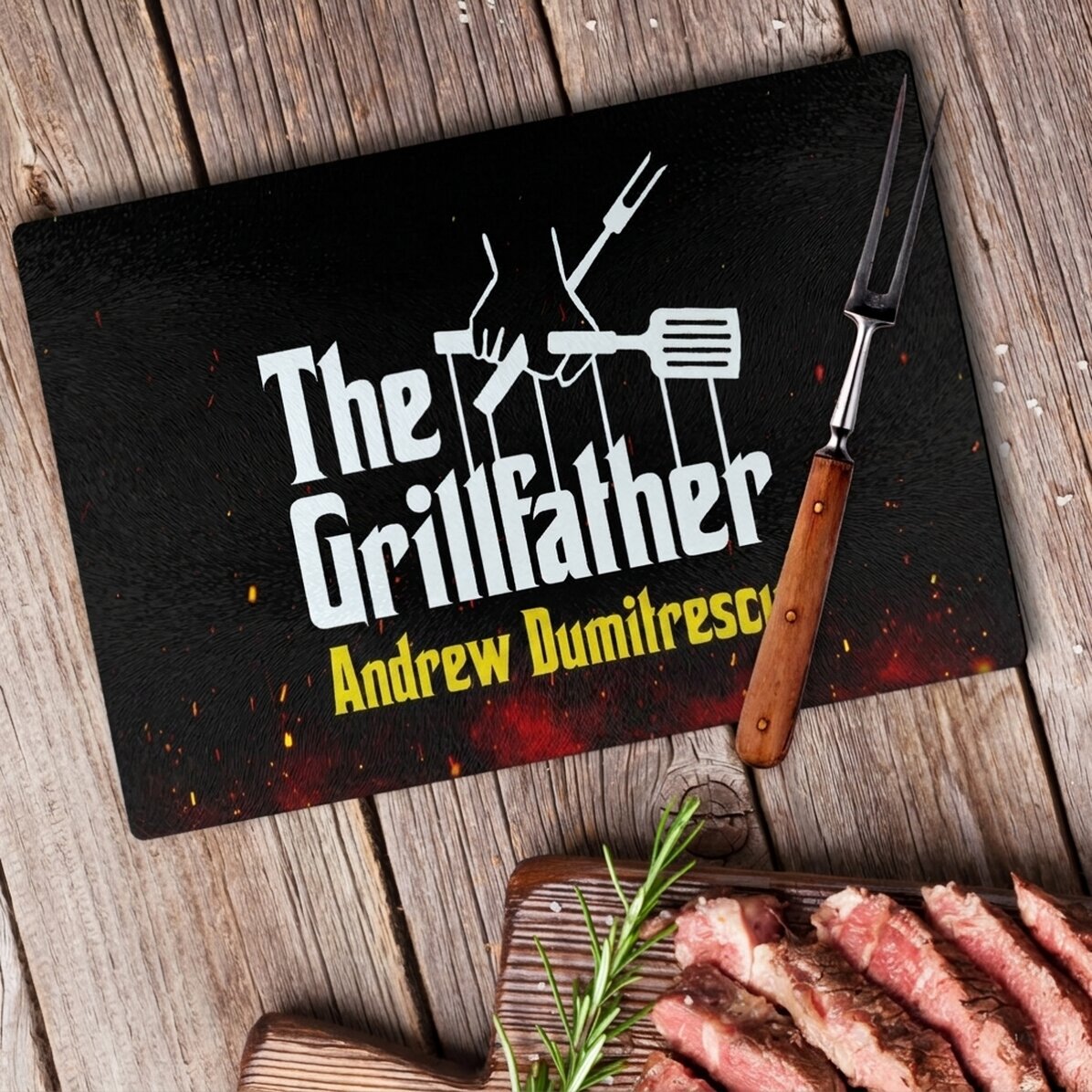 Individuell gestalteter Glasbrecher mit Text – The Grillfather