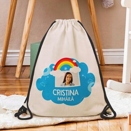 Personalisierter Rucksack mit Namen und Foto – Modell „Regenbogen“