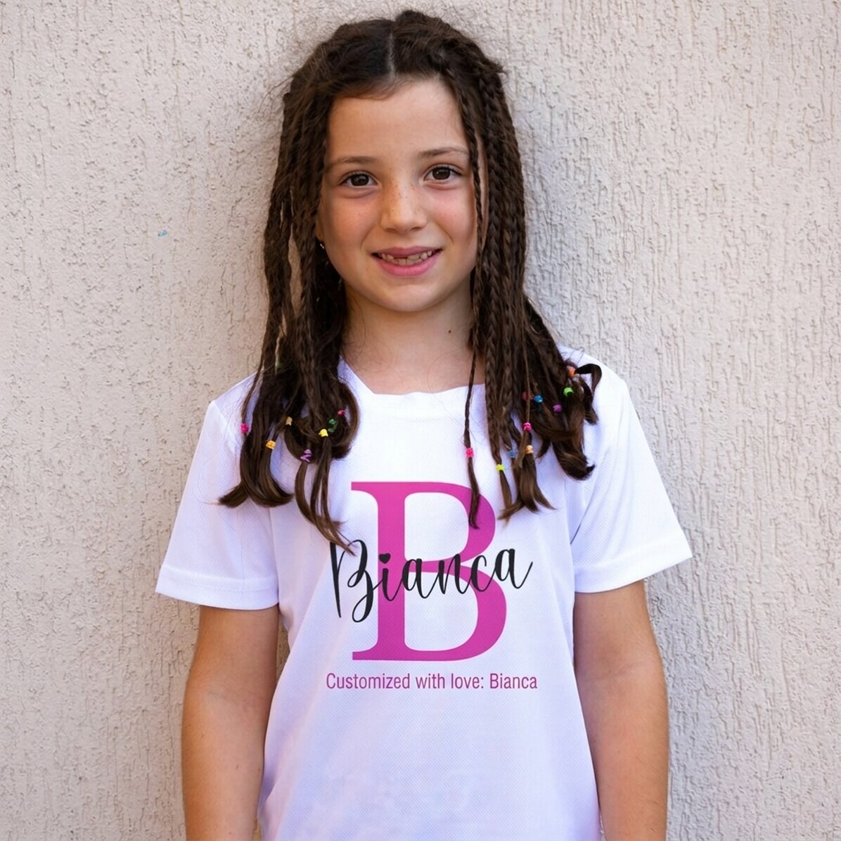 Personalisiertes Sport-T-Shirt für Kinder mit Initiale und Namen