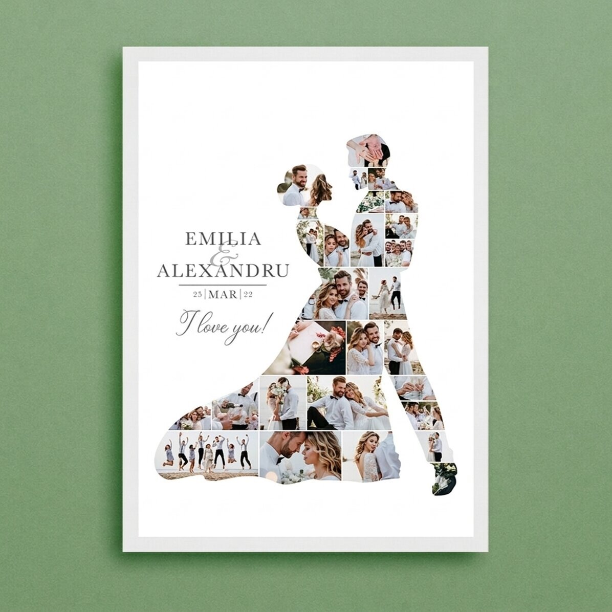 Individuell gestaltetes Bild mit 28 Fotos und Text für die Hochzeit – Braut und Bräutigam