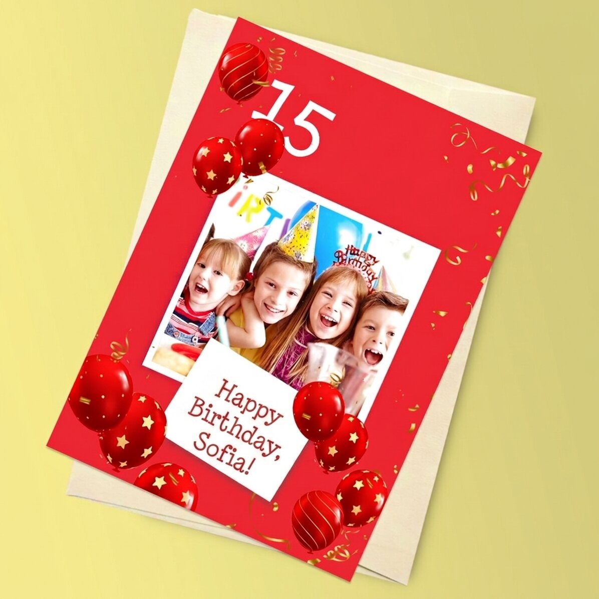 Personalisierte Magnetkarte mit Foto und Text zum Geburtstag