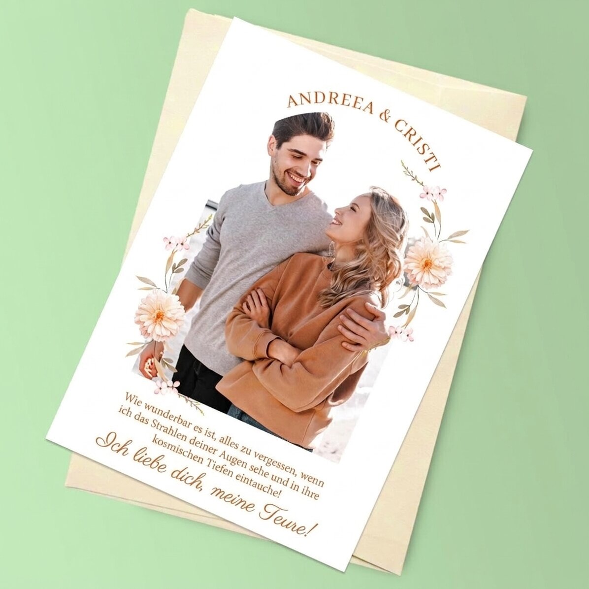 Personalisierte Magnetkarte mit Foto und Text – Gruß für den Freund/die Freundin