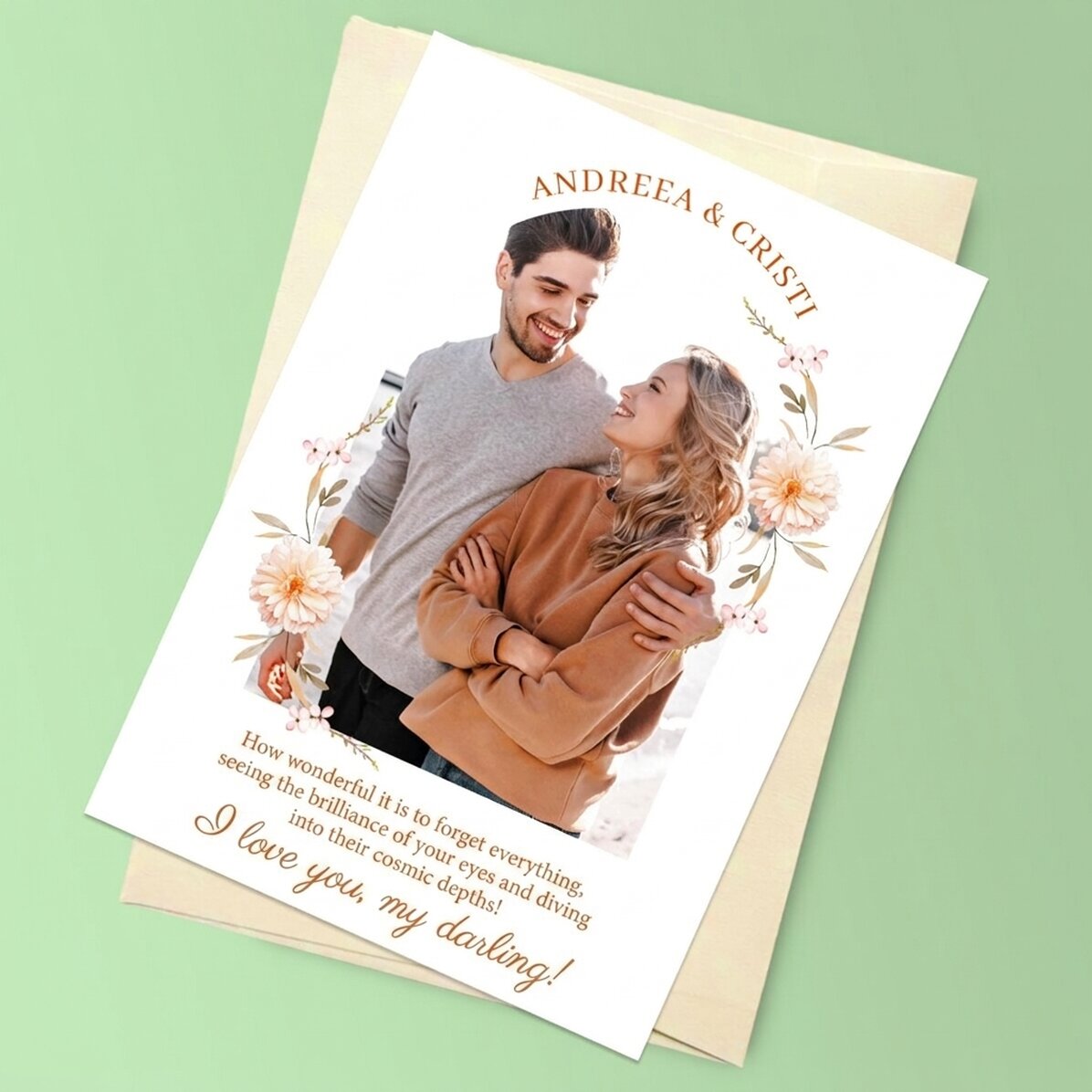 Personalisierte Magnetkarte mit Foto und Text – Gruß für den Freund/die Freundin