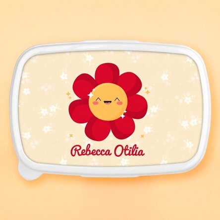Lunchbox, personalisierte Auflaufform mit Namen – Modell „Bunte Blumen“
