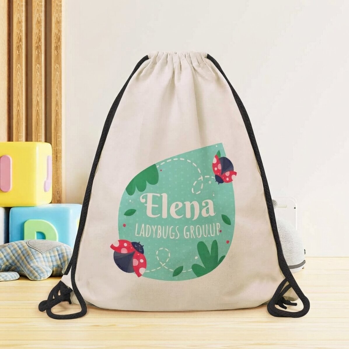 Personalisierter Rucksack mit Aufdruck – Marienkäfer