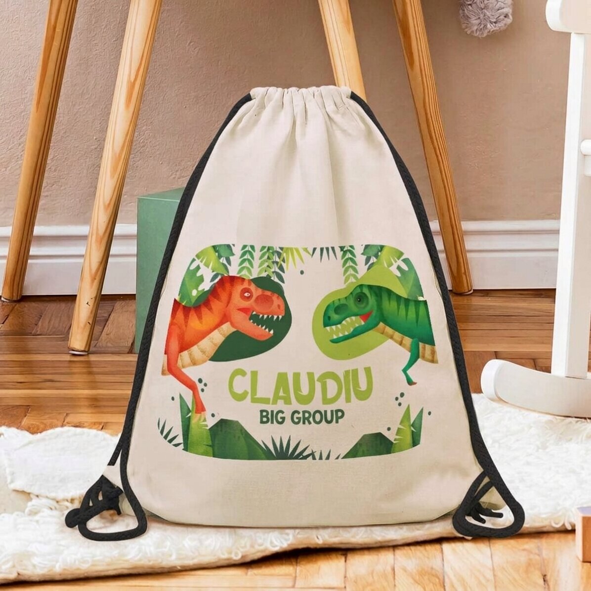 Personalisierter Rucksack mit Aufdruck – T-Rex-Dinosaurier