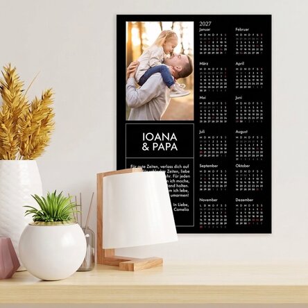 Individuell gestaltetes Kalenderposter mit einem Foto und einer Botschaft
