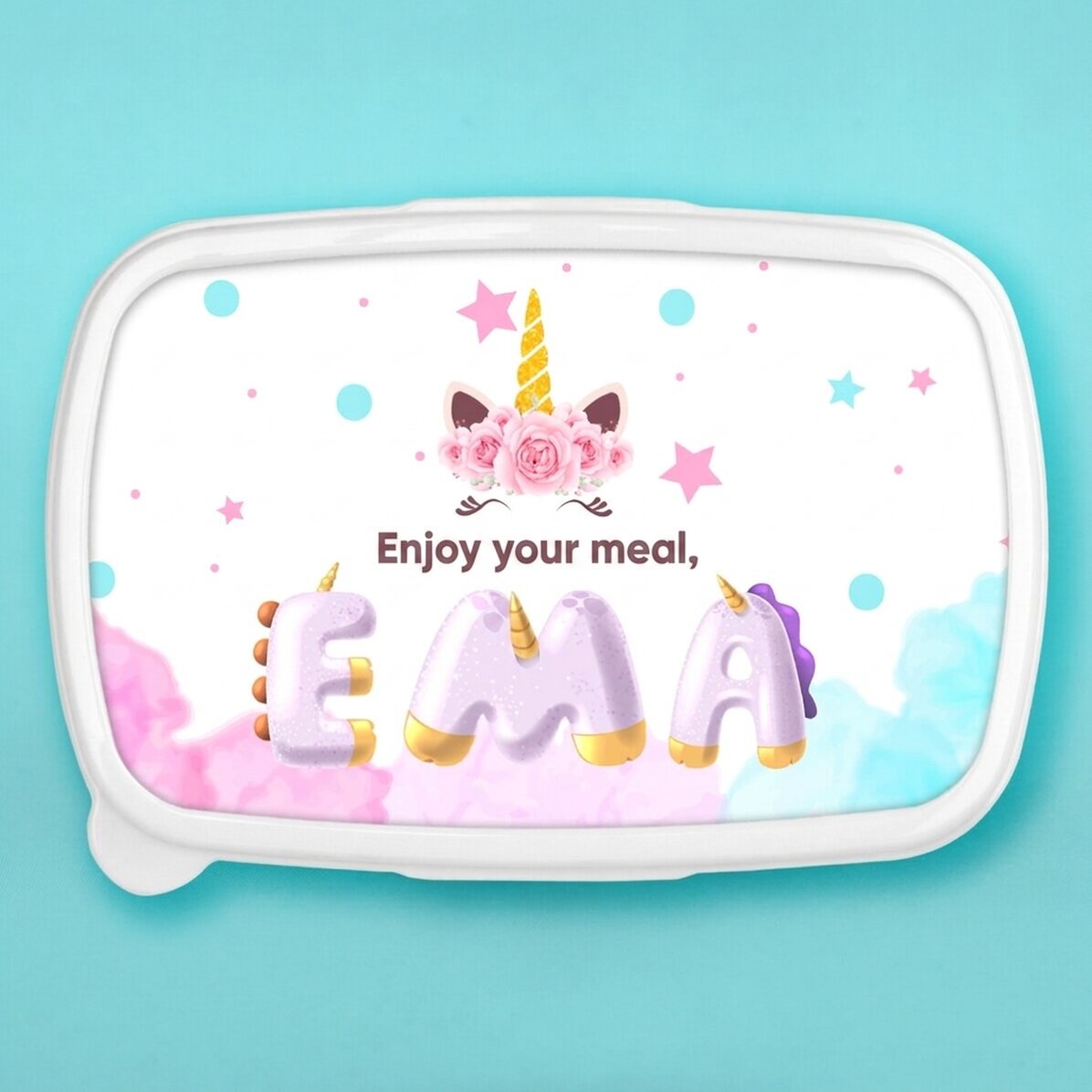 Lunchbox, personalisierte Auflaufform mit Namen – „Special Unicorn“
