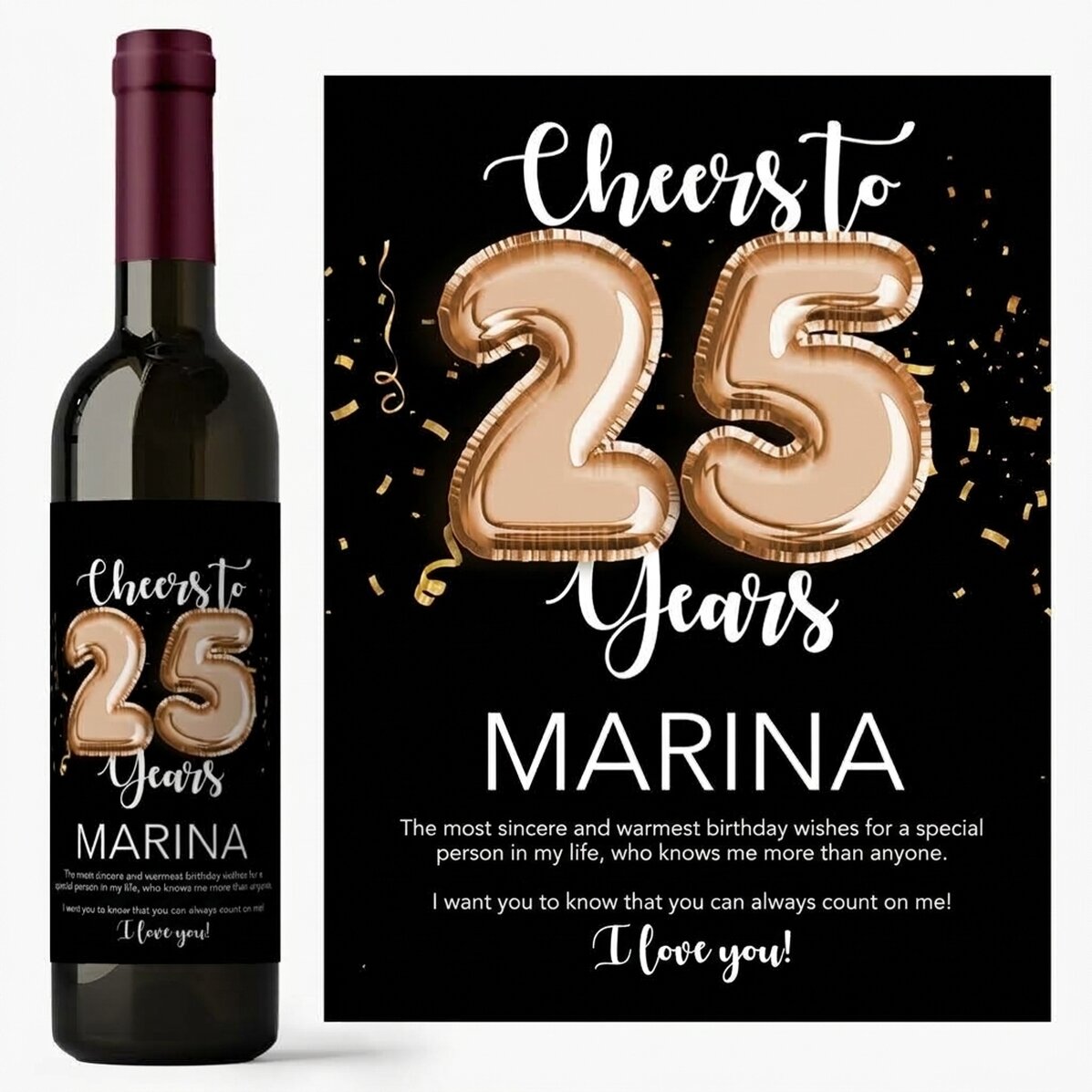 Personalisierter Wein mit Nummer, Namen und Botschaft – Cheers to