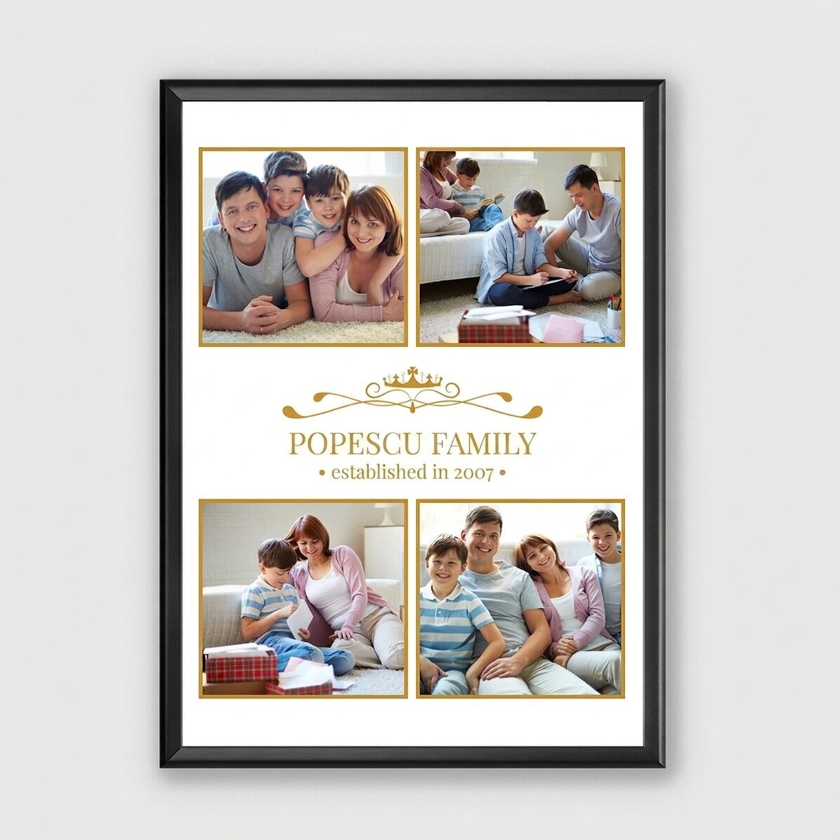 Individuell gestaltetes Bild mit 4 Familienfotos