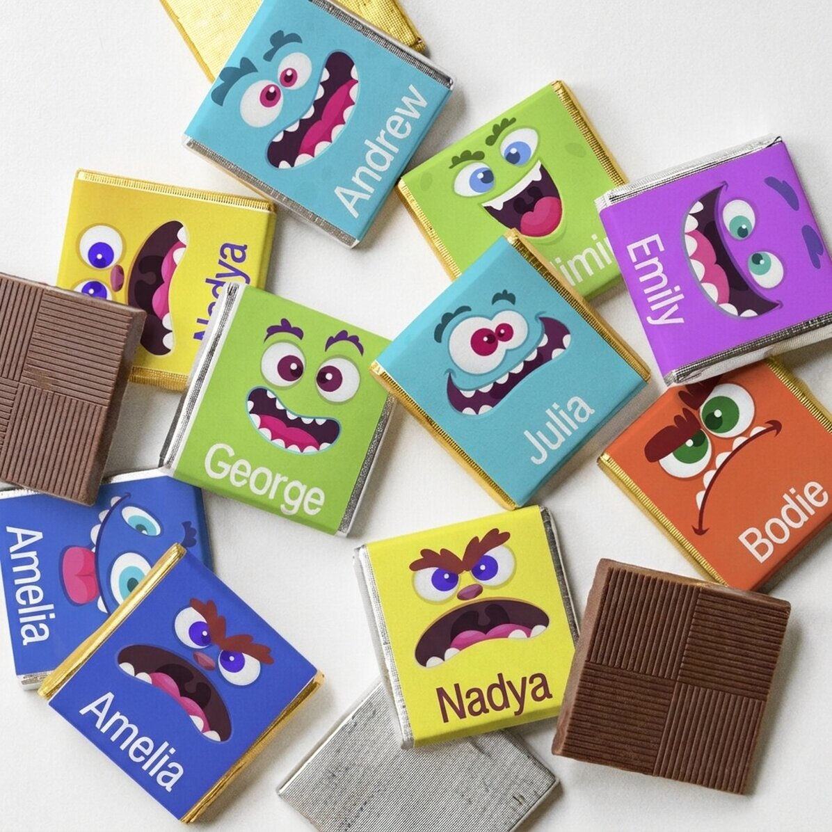 10er-Set personalisierte Mini-Pralinen mit Text – Monstruleti