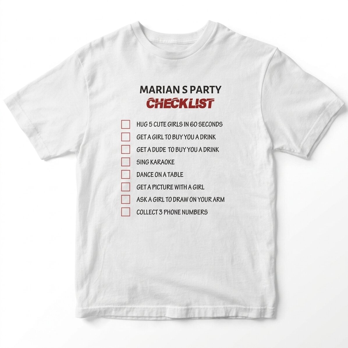 Personalisiertes T-Shirt mit Aufdruck – Checklist