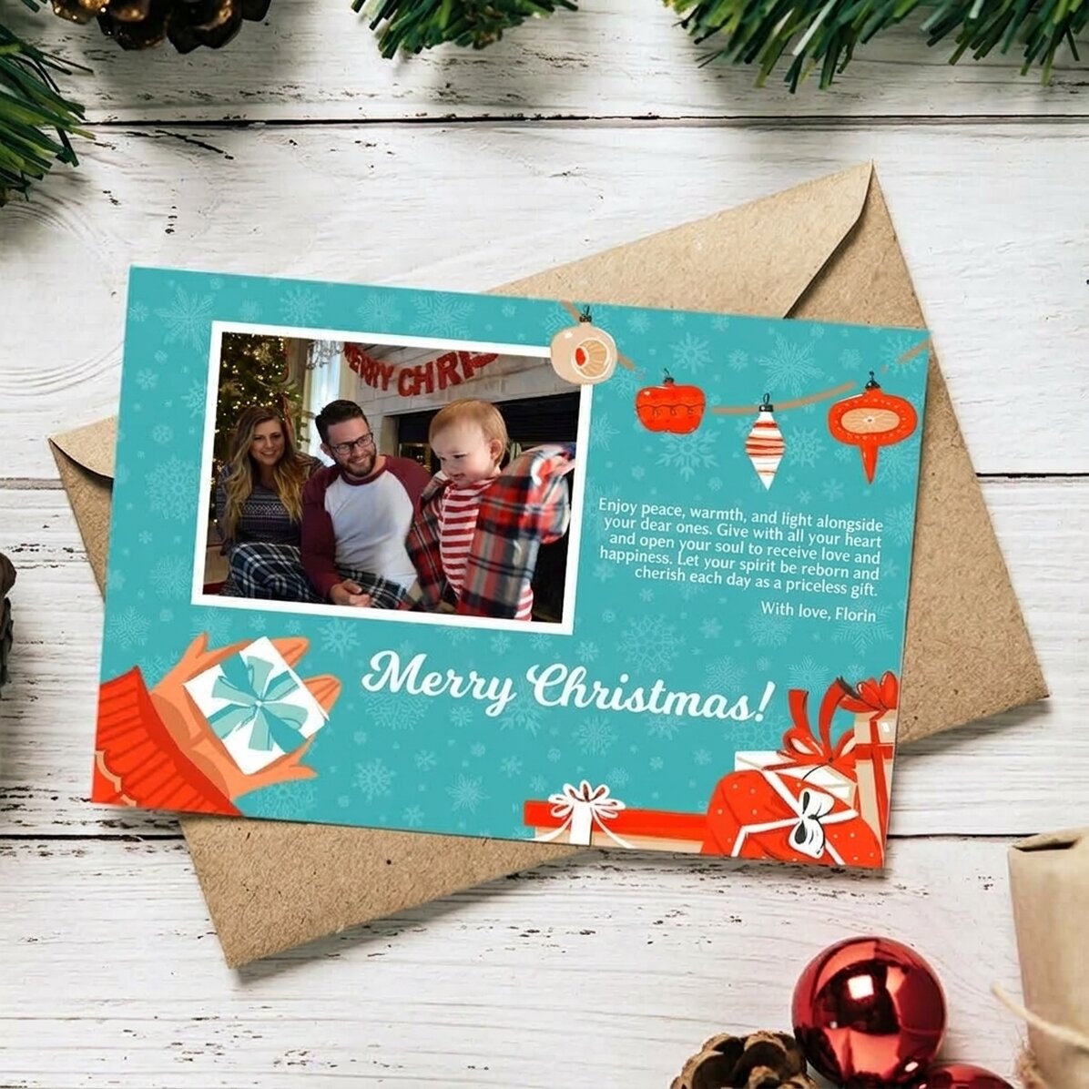 Personalisierte Magnetkarte mit Foto und Grußtext – Modell „Geschenke“