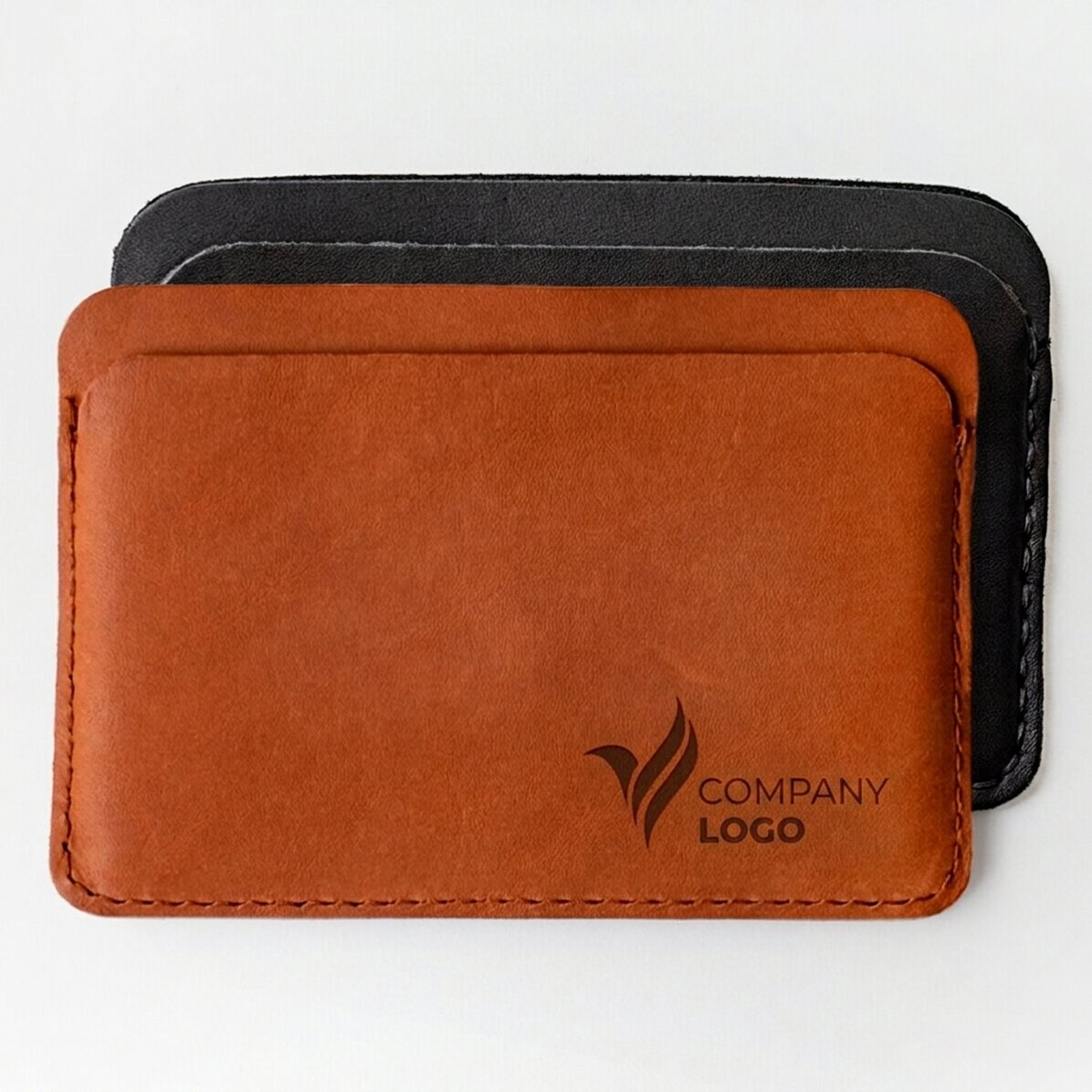 Personalisierte Lederbrieftasche mit Logo auf der rechten Seite