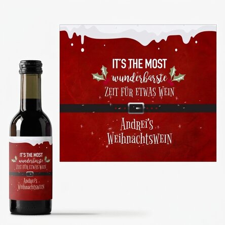 Personalisierte Mini-Weinflasche mit Text – „Most wonderful time“