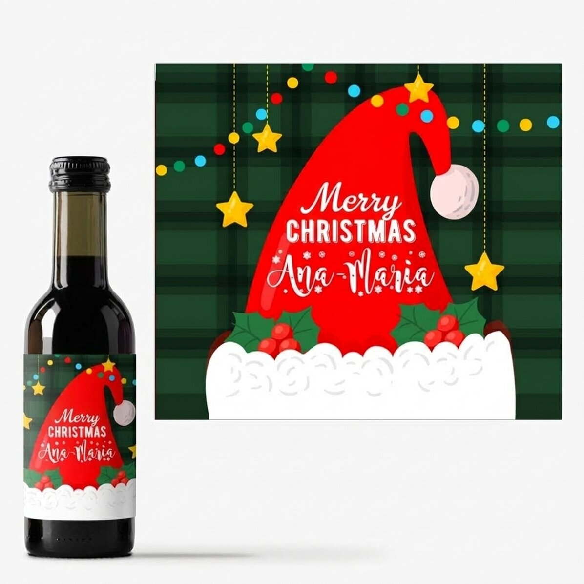 Personalisierte Mini-Weinflasche mit Text – Weihnachtsmann