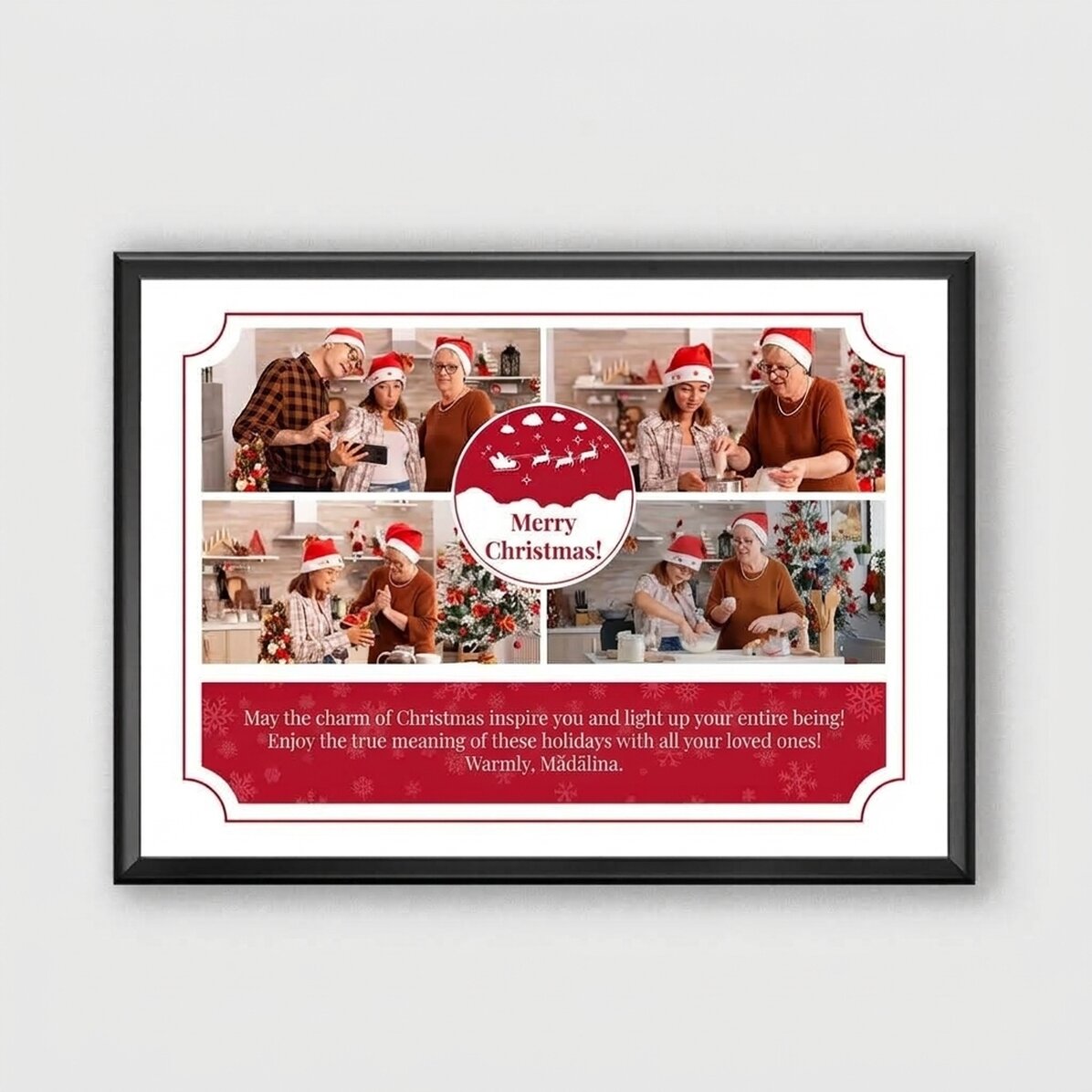 Individuell gestaltetes Bild mit 4 Fotos und Text – Weihnachtsmotiv