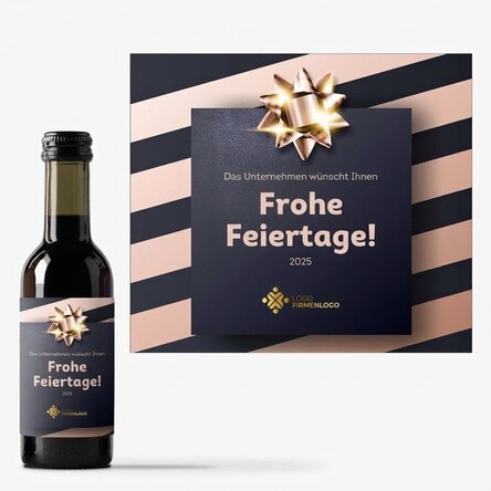 Personalisierte Mini-Weinflasche mit Logo und Text – Weihnachtsgeschenk